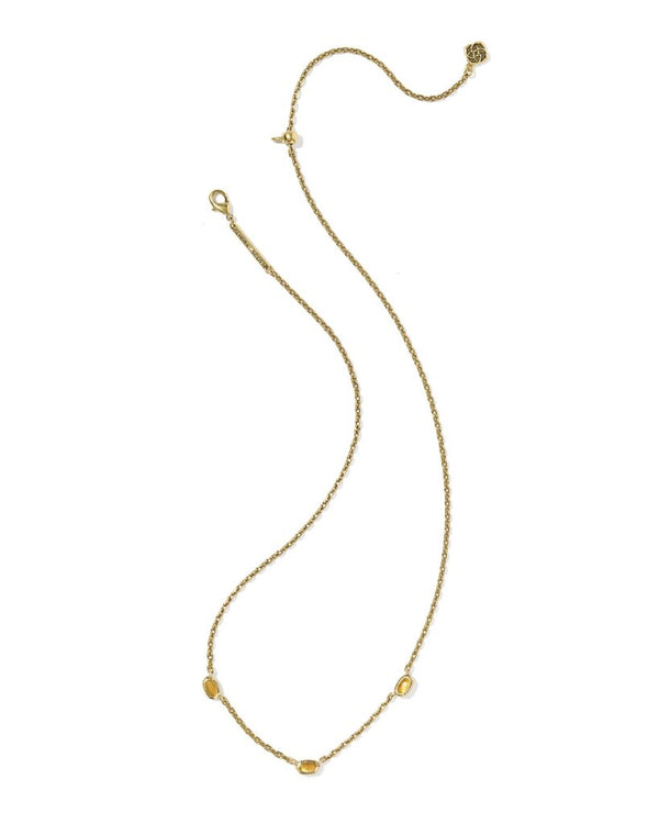 Kendra Scott Gold Mini Elisa Three Amber Stone Strand Necklace
