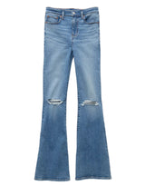 American Eagle Womens AE Next Level Ripped Super High-Waisted Flare Jeans