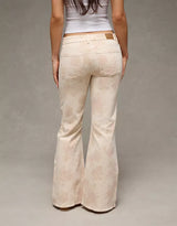 American Eagle Womens AE Stretch Low-Rise Floral Print Flare Jeans