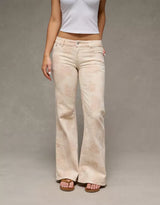 American Eagle Womens AE Stretch Low-Rise Floral Print Flare Jeans