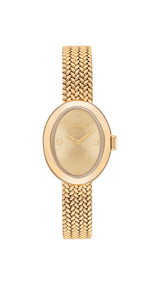 COACH Womens Sammy Gold-Tone Oval Face Mesh Watch