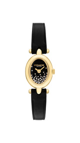 COACH Womens Sammy Oval Face Black Leather Watch