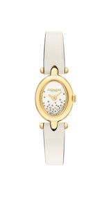 COACH Womens Sammy Oval Face White Leather Watch