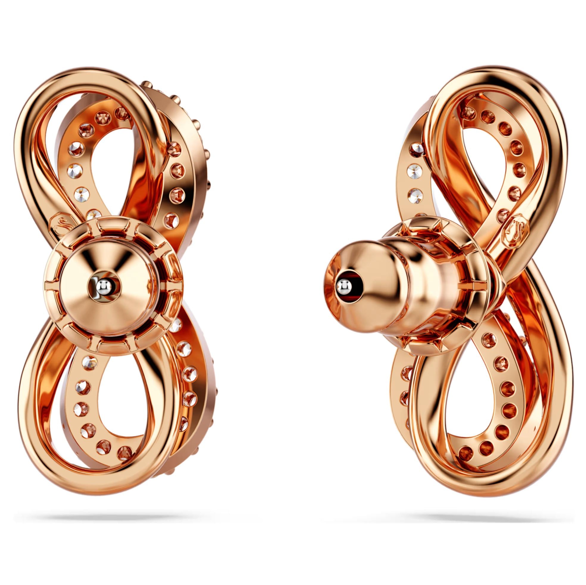 Swarovski Hyperbola Stud Earrings - Mixed cuts, Mini, White, Rose gold-tone plated