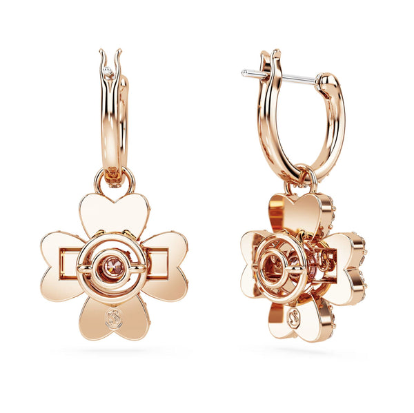 Swarovski Idyllia Clover Drop Earrings - Clover, White, Rose gold-tone plated