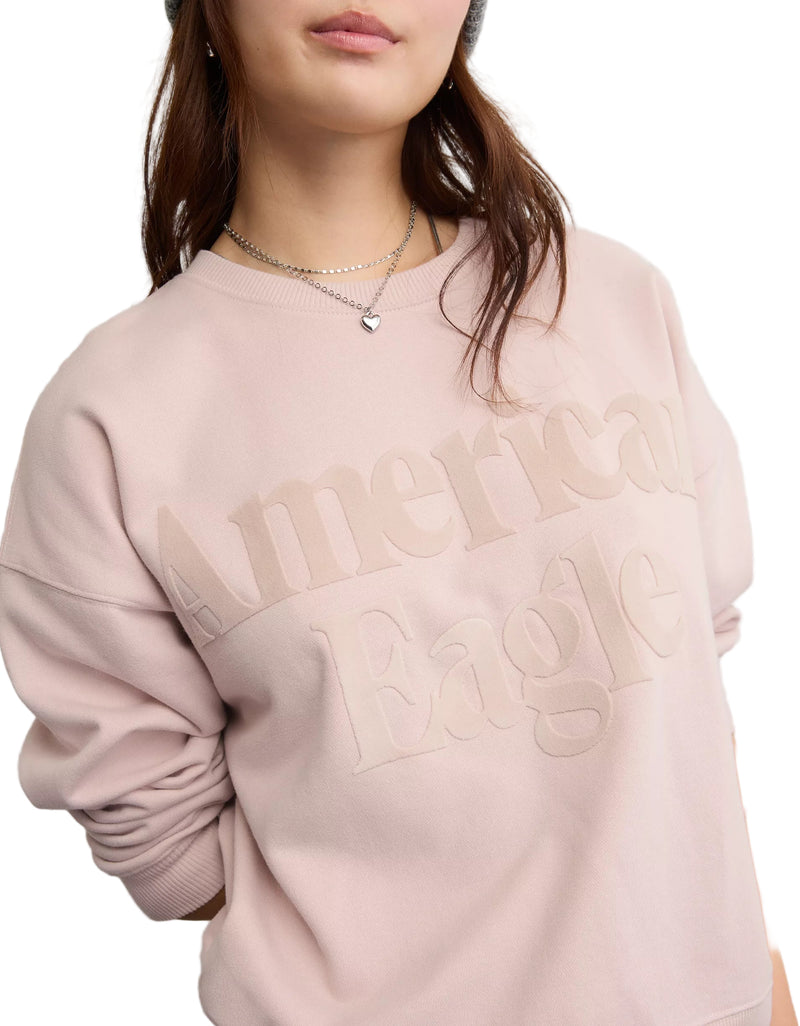 American Eagle Womens AE Velvet Graphic Crew Neck Sweatshirt