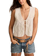 Lucky Brand Womens Cutwork Vest