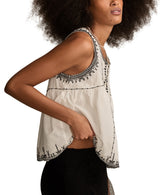 Lucky Brand Womens Embroidered Henley Racer Tank Top