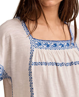 Lukcy Brand Womens Embroidered Short-Sleeve Cotton T-Shirt