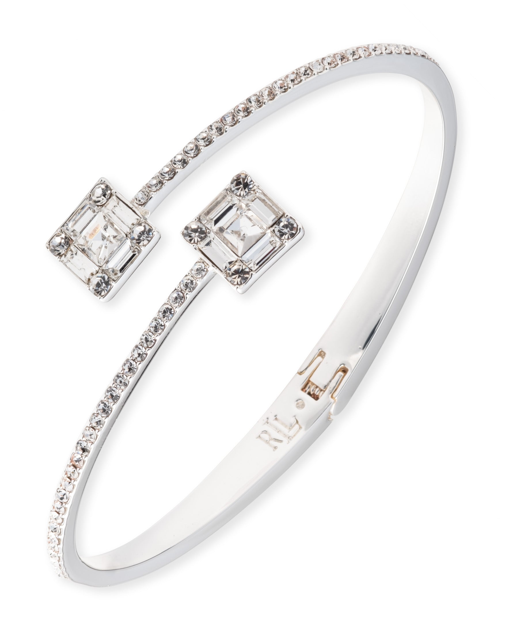 Lauren Ralph Lauren Pavé Silver-Plated Stone Hinge Bangle Bracelet