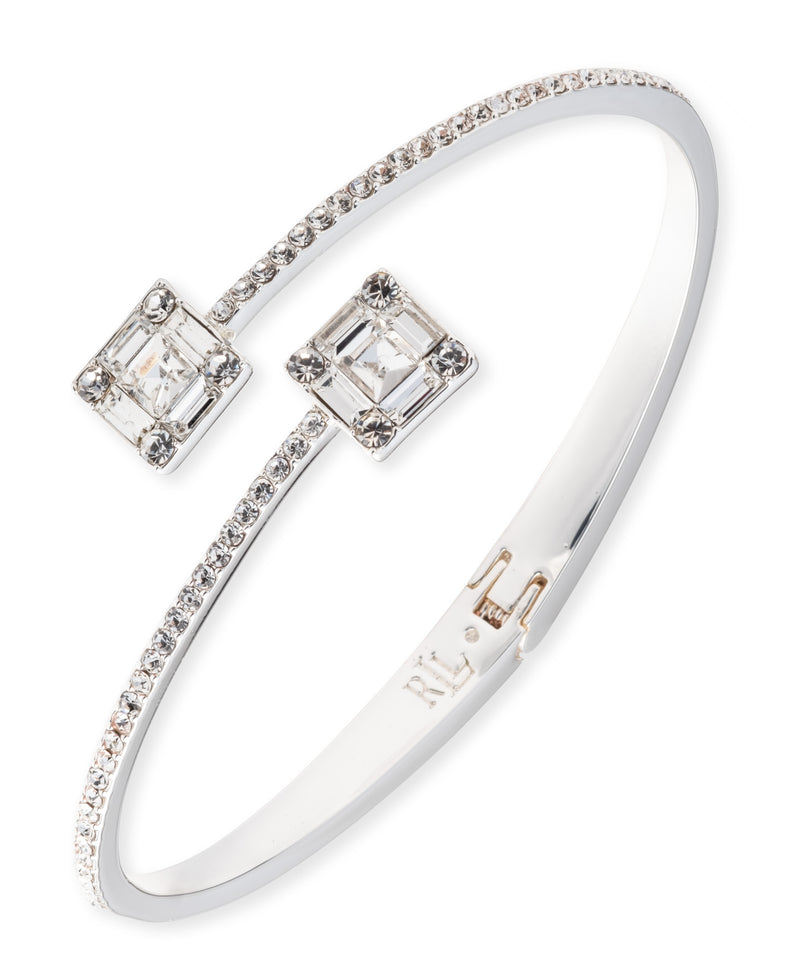 Lauren Ralph Lauren Pavé Silver-Plated Stone Hinge Bangle Bracelet