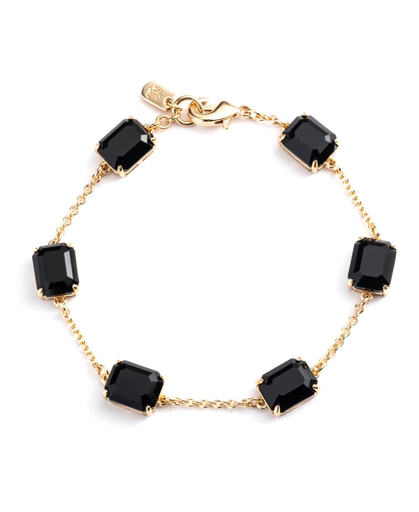 Lauren Ralph Lauren Gold-Tone Square Stone & Fine Chain Link Bracelet