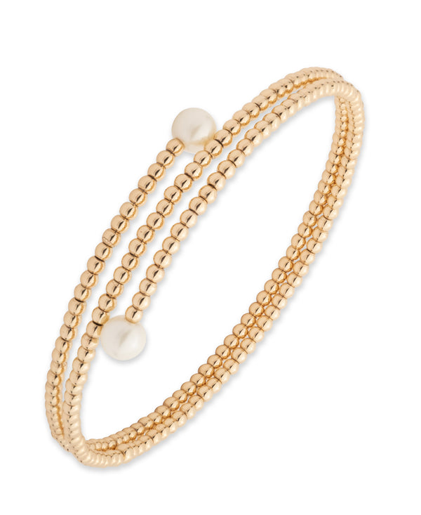 Lauren Ralph Lauren Gold-Tone Pearl Wrap Cuff Bracelet