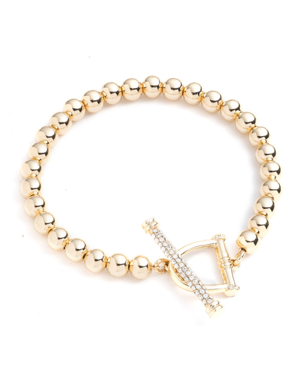 Lauren Ralph Lauren Gold-Tone Toggle Bead Flex Bracelet