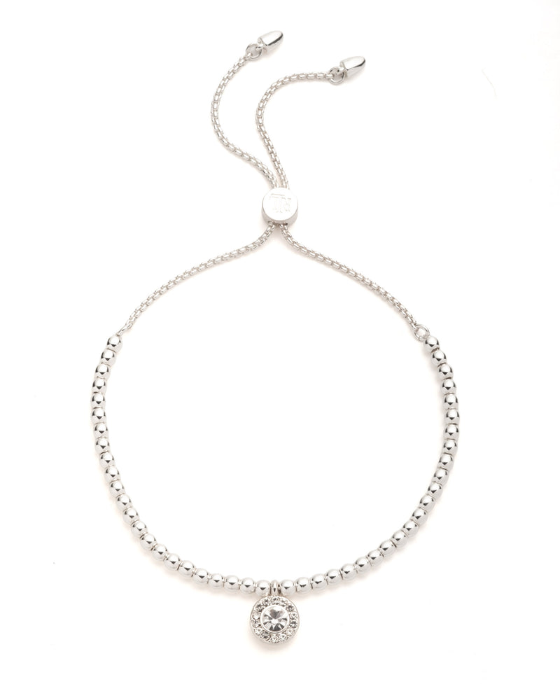 Lauren Ralph Lauren Silver-Tone Pave Round Pendant Slider Bracelet