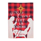 Evergreen Buffalo Check Nativity Garden Burlap Flag