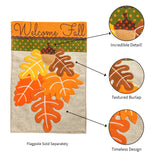 Evergreen Fall Leaves Garden Burlap Flag