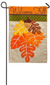 Evergreen Fall Leaves Garden Burlap Flag