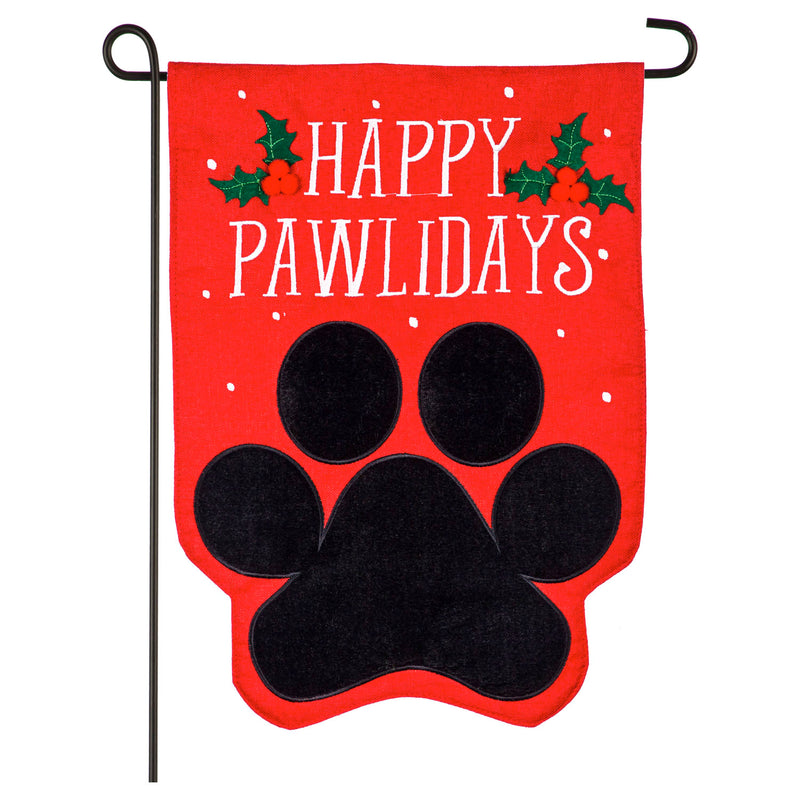 Evergreen Happy Pawlidays Garden Burlap Flag