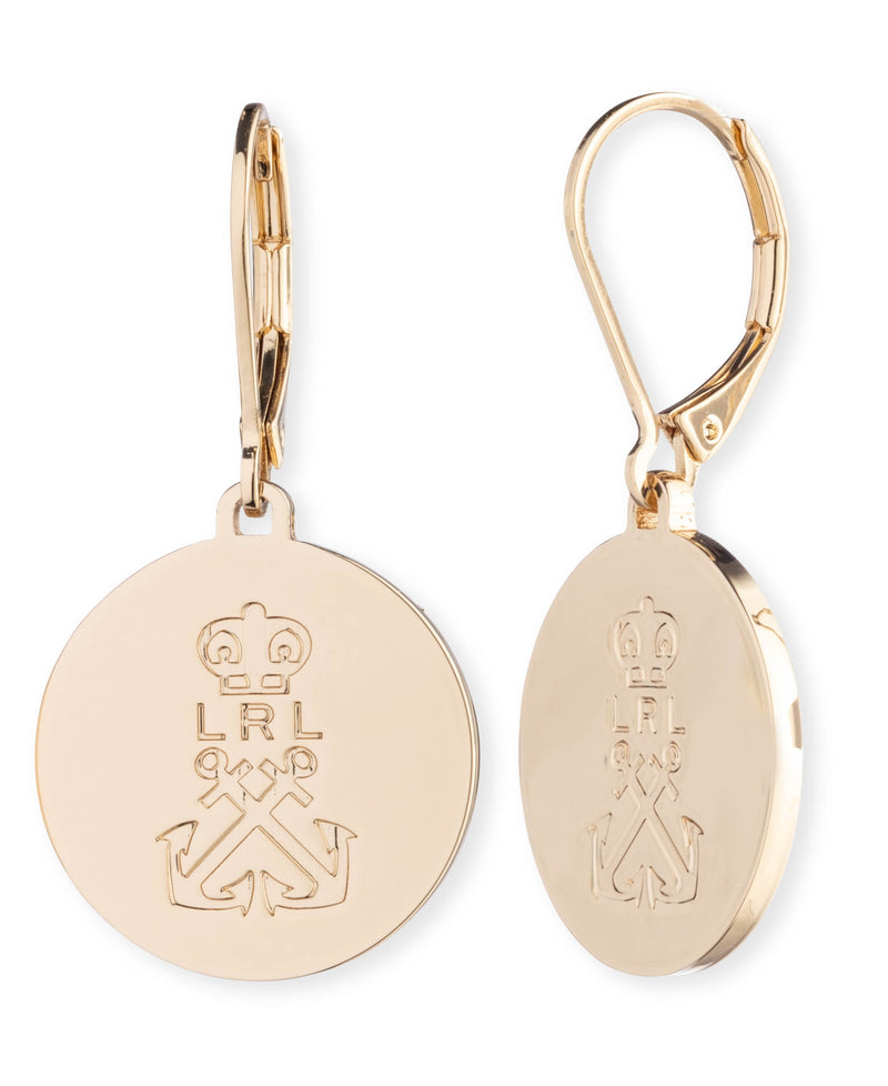 Lauren Ralph Lauren Polished Logo Disc Leverback Drop Earrings