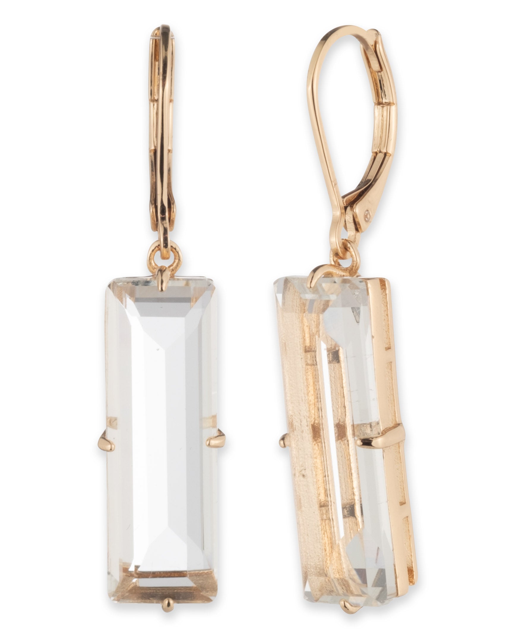 Lauren Ralph Lauren Gold-Tone Baguette Crystal Drop Earrings
