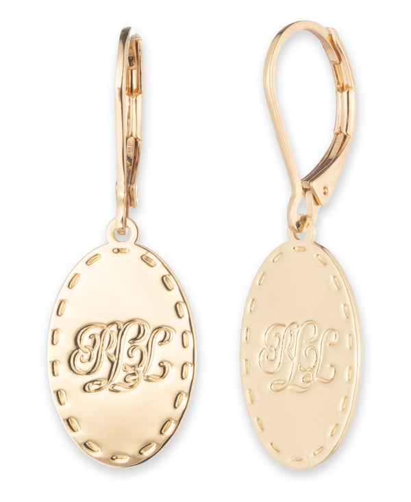 Lauren Ralph Lauren Gold-Tone Logo Drop Earrings