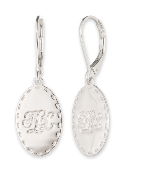 Lauren Ralph Lauren Silver-Tone Logo Drop Earrings