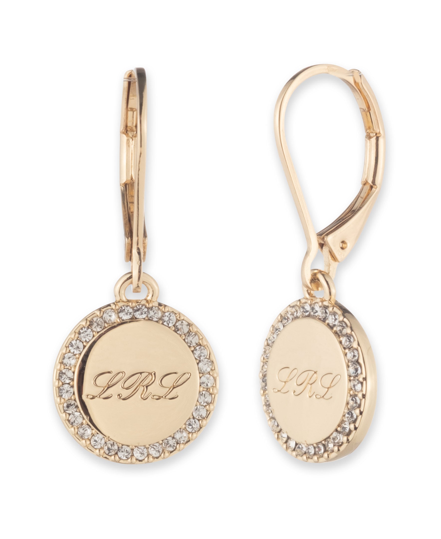 Lauren Ralph Lauren Gold-Tone Script Logo Drop Earrings