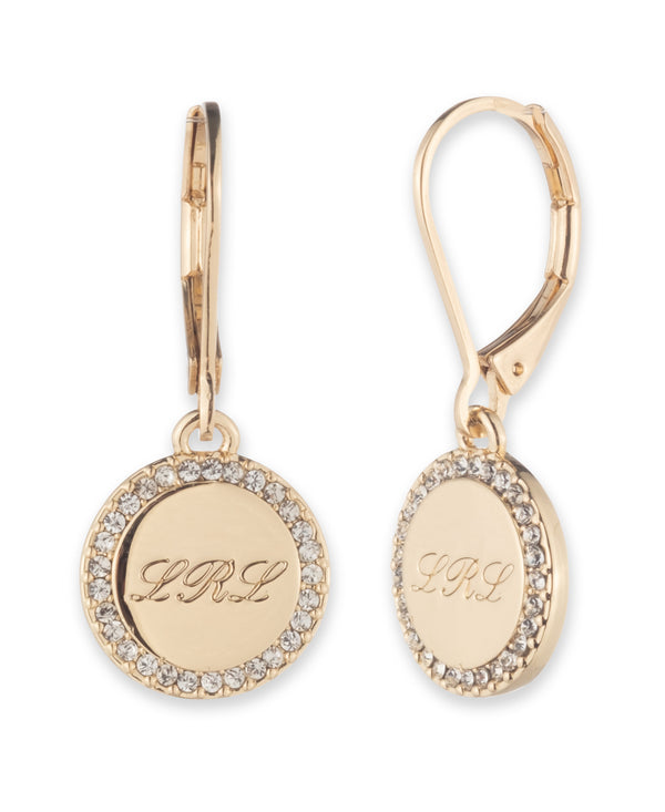 Lauren Ralph Lauren Gold-Tone Script Logo Drop Earrings