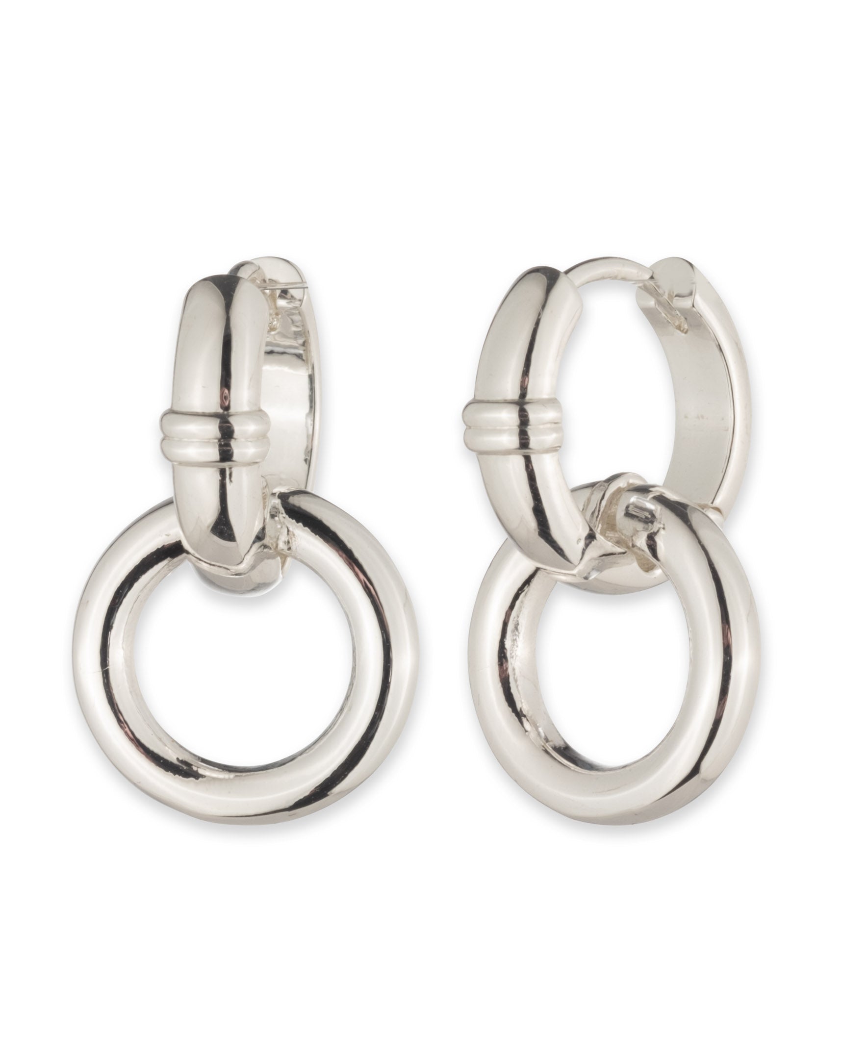 Lauren Ralph Lauren Silver-Tone Hoop Earrings with Drop Circles