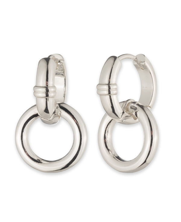 Lauren Ralph Lauren Silver-Tone Hoop Earrings with Drop Circles