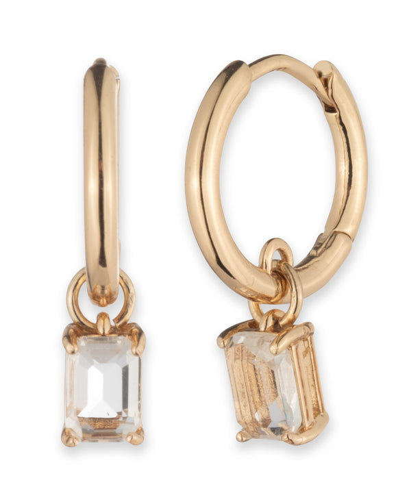 Lauren Ralph Lauren Gold-Tone Hoop Earrings with Drop Crystals