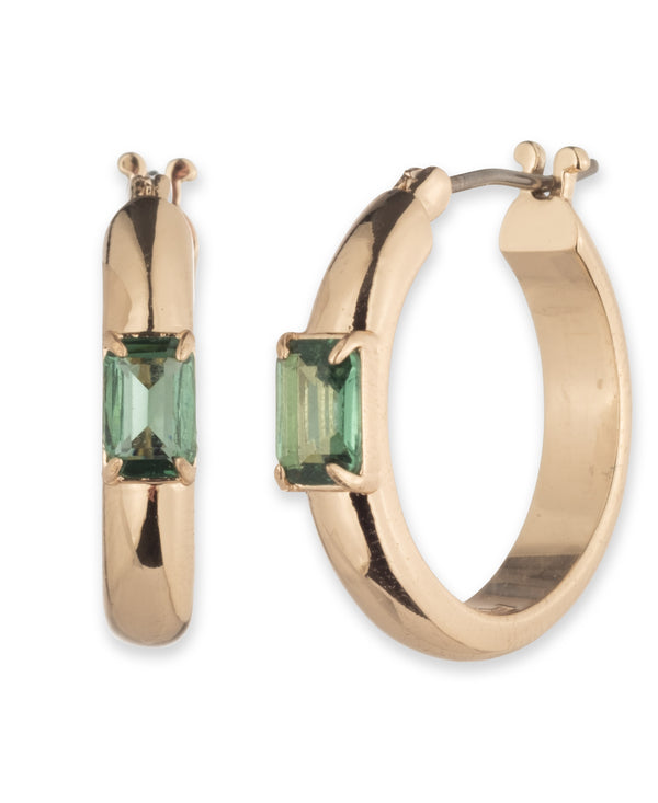 Lauren Ralph Lauren Gold-Tone Baguette Stone Hoop Earrings