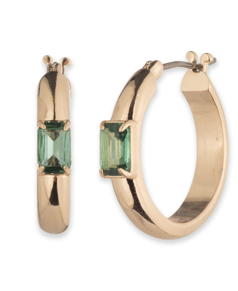 Lauren Ralph Lauren Gold-Tone Baguette Stone Hoop Earrings