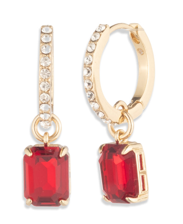 Lauren Ralph Lauren Gold-Tone Hoop with Stone Drop Earrings