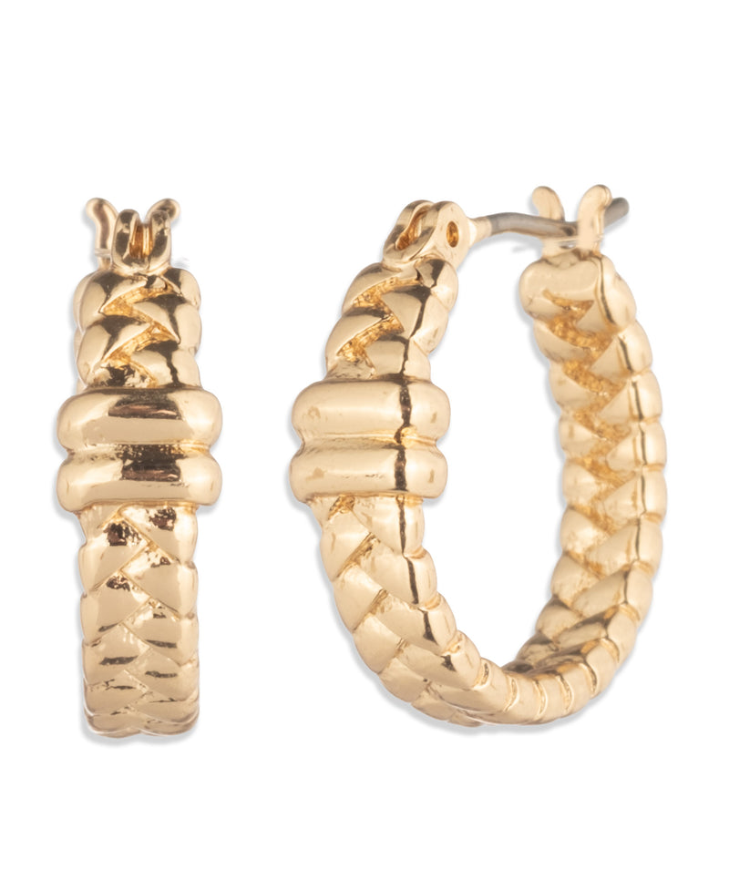 Lauren Ralph Lauren Gold-Tone Herringbone Click Top Hoop Earrings