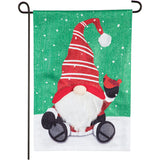 Evergreen Santa Garden Shimmer Linen Flag