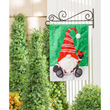 Evergreen Santa Garden Shimmer Linen Flag