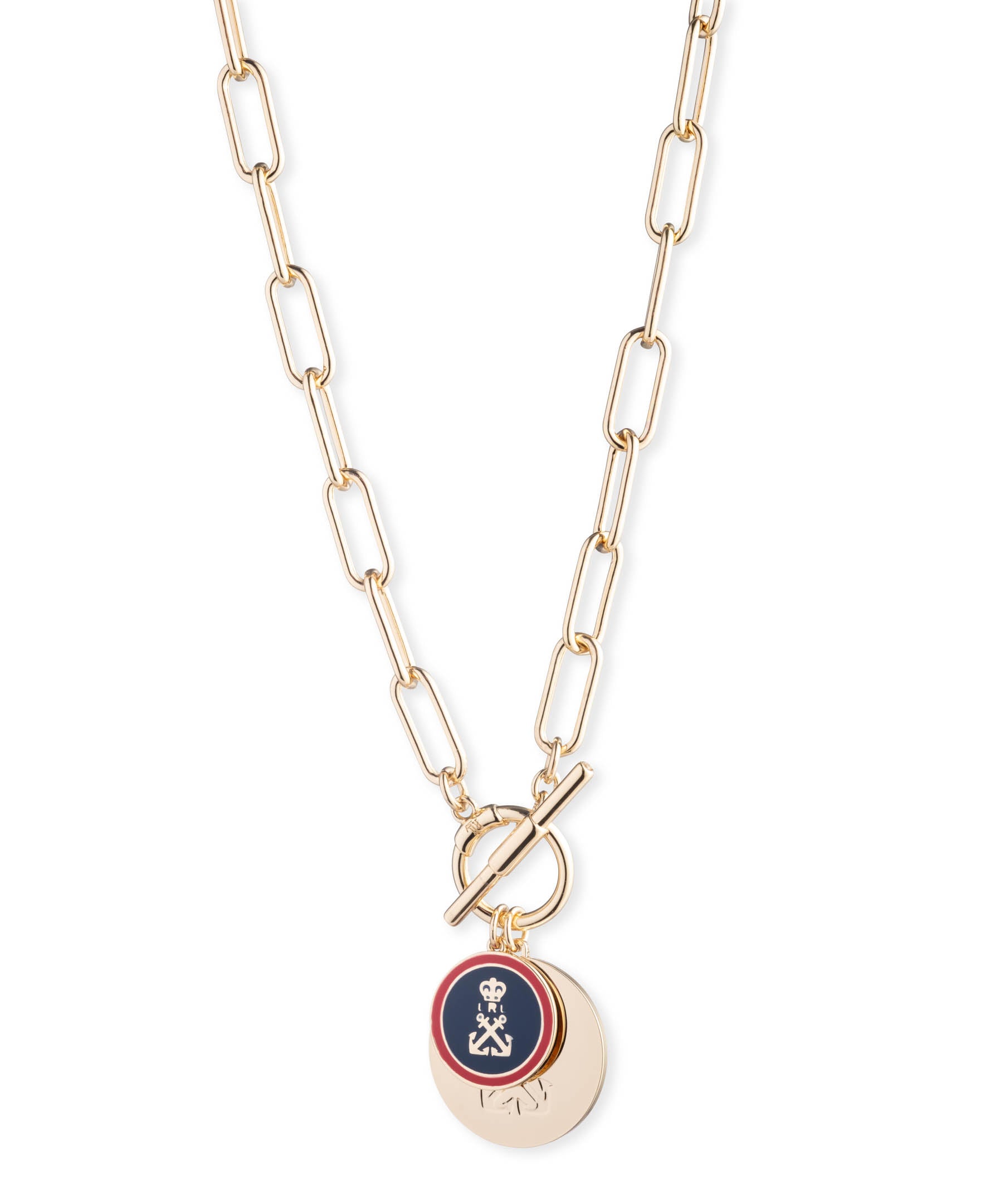 Lauren Ralph Lauren Gold-Plated Anchor-Logo Charm Necklace