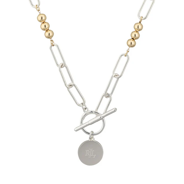 Lauren Ralph Lauren Bead Link Two-Tone Pendant Necklace