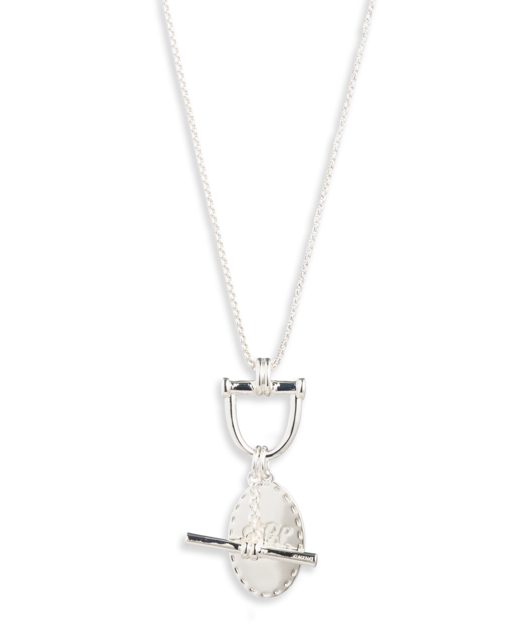 Lauren Ralph Lauren Silver-Tone Logo Pendant Necklace