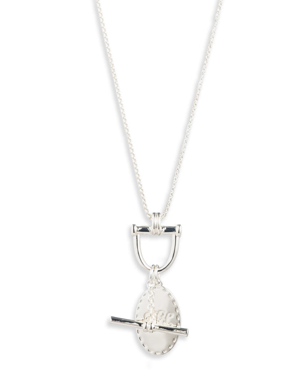 Lauren Ralph Lauren Silver-Tone Logo Pendant Necklace