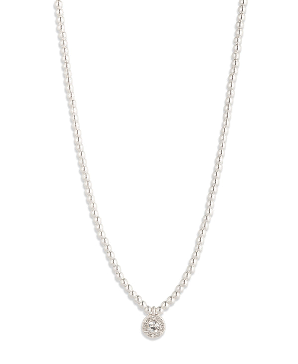 Lauren Ralph Lauren Silver-Tone Pave Beaded Pendant Necklace