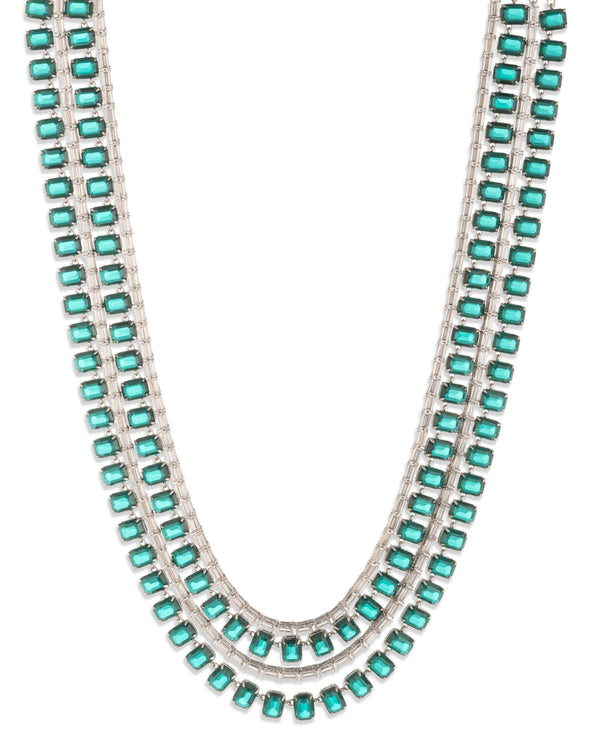 Lauren Ralph Lauren Silver-Tone CZ Tennis Multi-Row Necklace