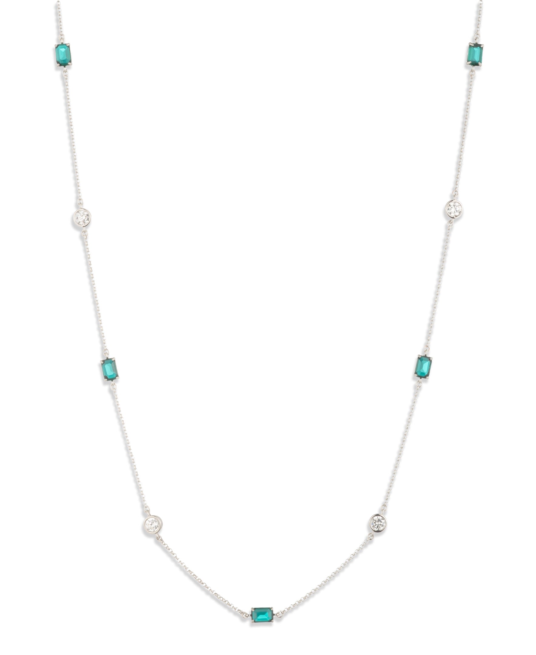 Lauren Ralph Lauren Silver-Tone Cubic Zirconia Station Strand Necklace