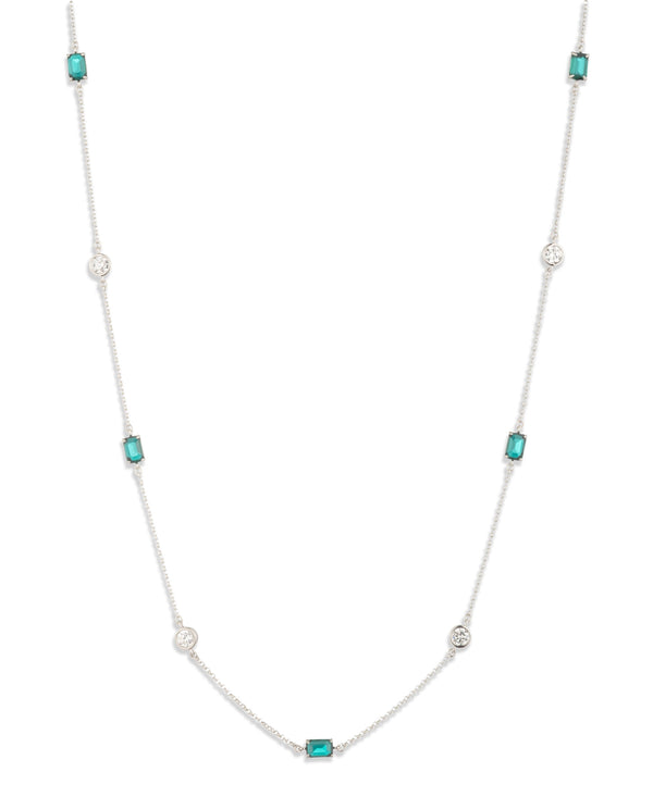 Lauren Ralph Lauren Silver-Tone Cubic Zirconia Station Strand Necklace