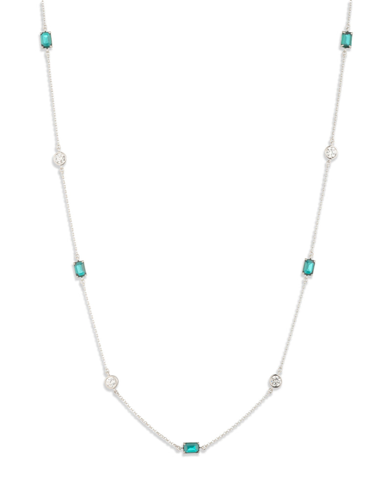 Lauren Ralph Lauren Silver-Tone Cubic Zirconia Station Strand Necklace
