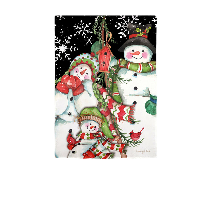 Evergreen Snowman Holiday Garden Suede Flag