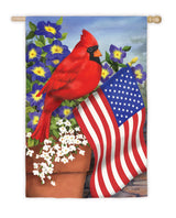 Evergreen Cardinal Glory Suede Garden Flag