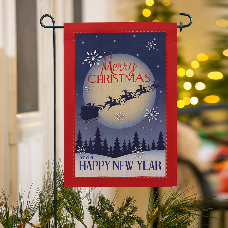 Evergreen Merry Christmas & Happy New Year Garden Suede Flag